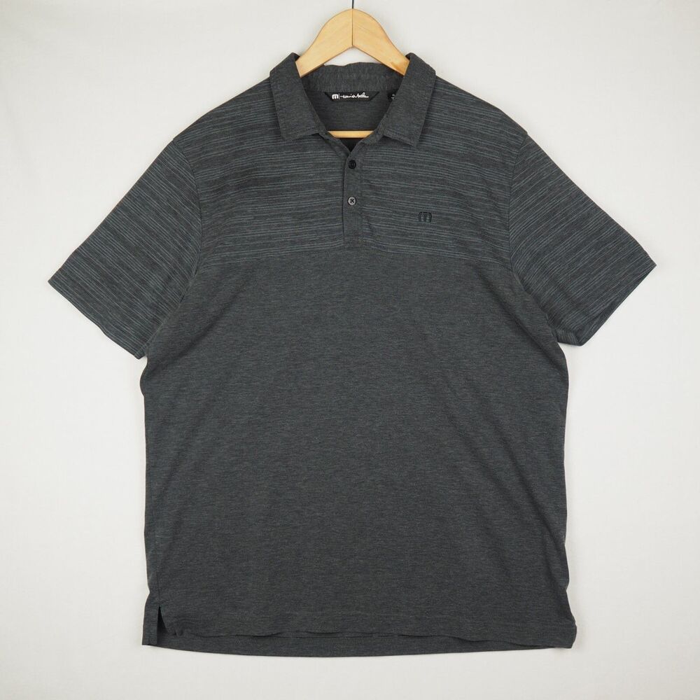 Travis Mathew Pima Cotton Mens Golf Polo Shirt XL Heathered Gray Black